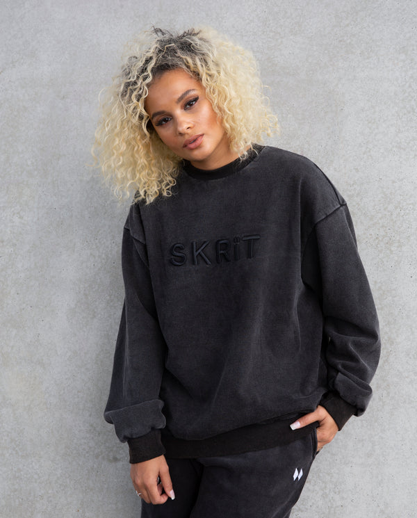 OVERSIZED CREW - BLACK WASH