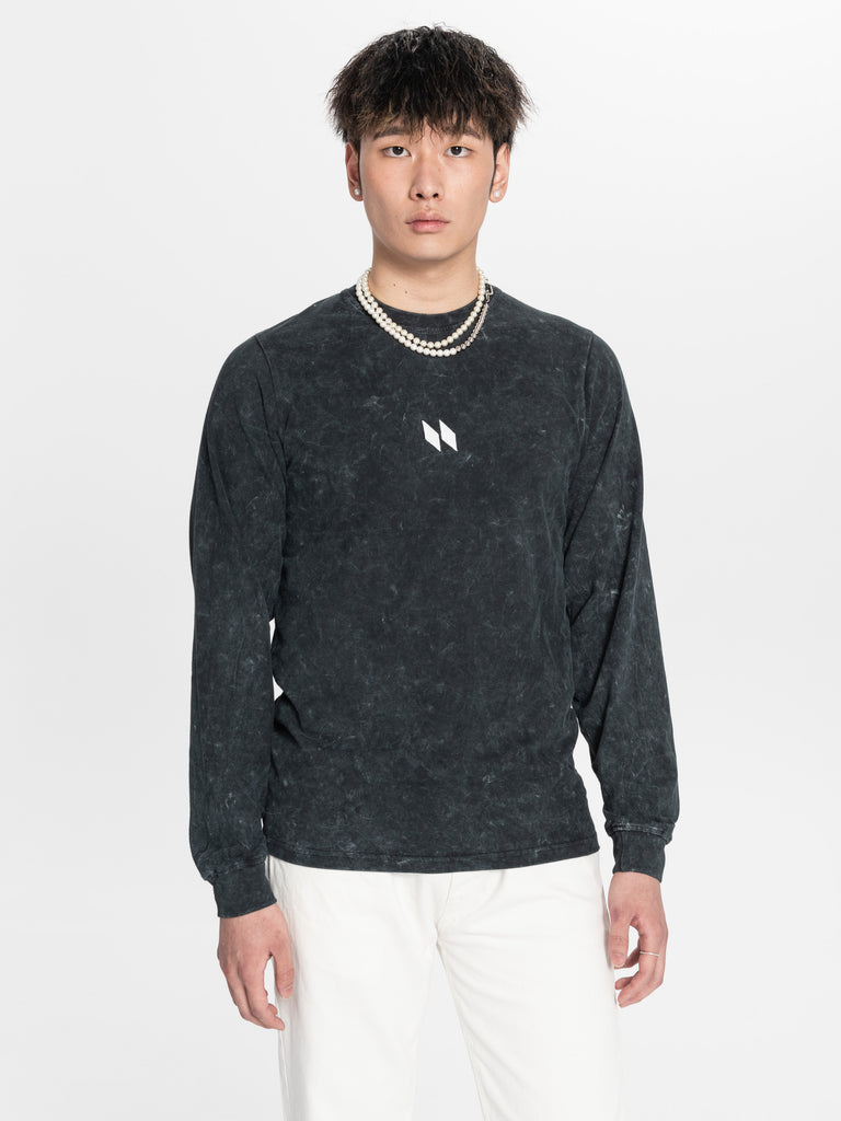ESSENTIAL LONG SLEEVE - SNOW BLACK WASH (6680492966060)